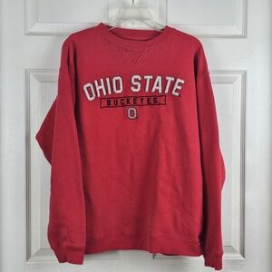 Vintage J America Ohio State OHU Buckeyes Embroidered Red Sweatshirt Large Sport